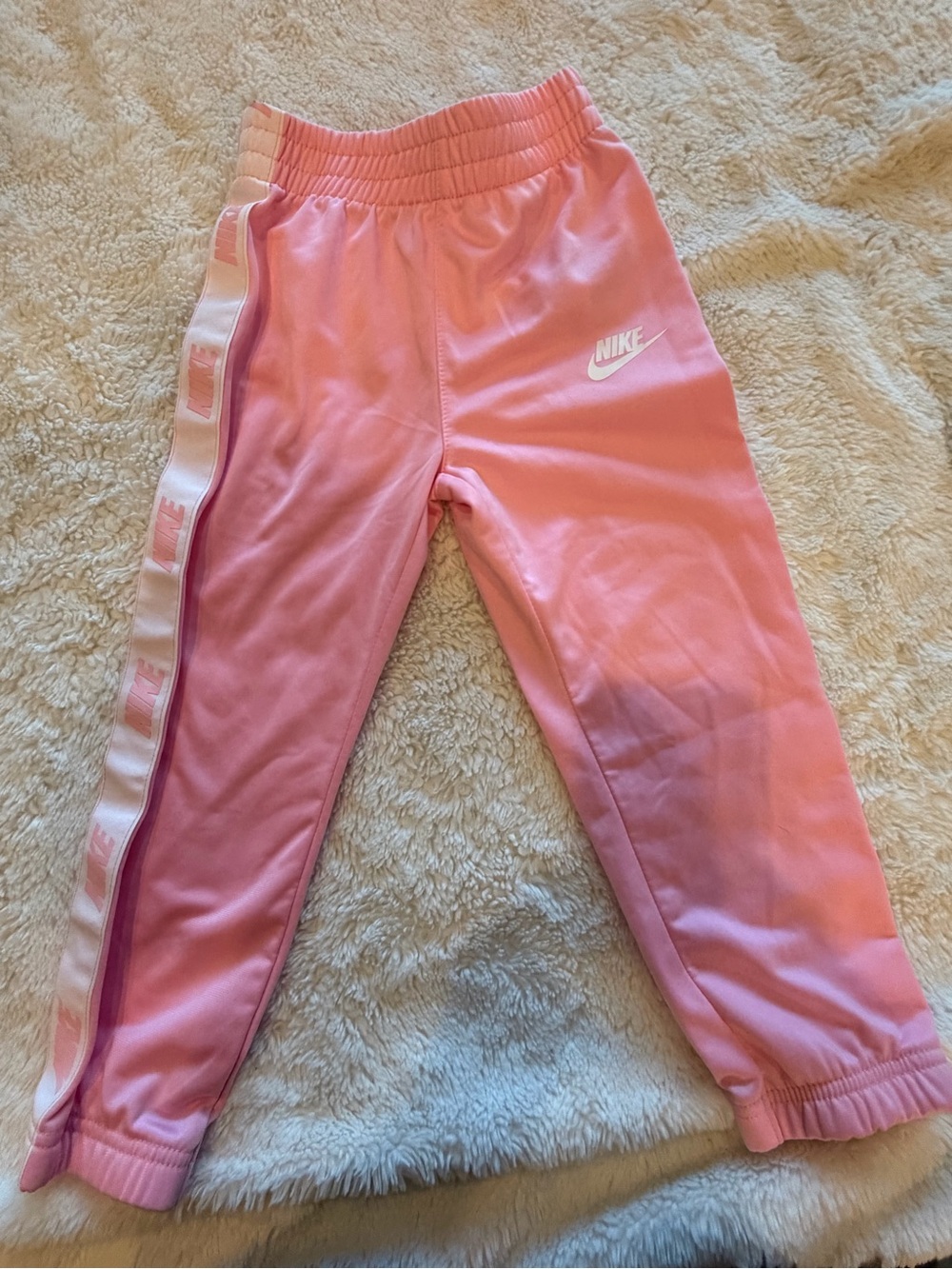 Nike Pink Girls' Joggers with White Logo and Side Tape